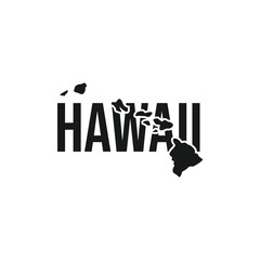 hawaii state symbol, map icon with vector silhouette