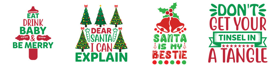 Modern Christmas Calligraphy, Labels And Badges Collection Vector Illustration for Motion Graphics, Banner, Brochure