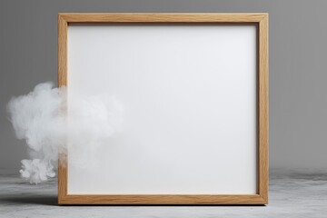Wooden Frame with White Background and Cloud-like Shape