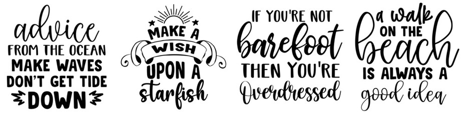 Modern Beach Calligraphy, Labels And Badges Pack Vector Illustration for Infographic, T-Shirt Design, Mug Design