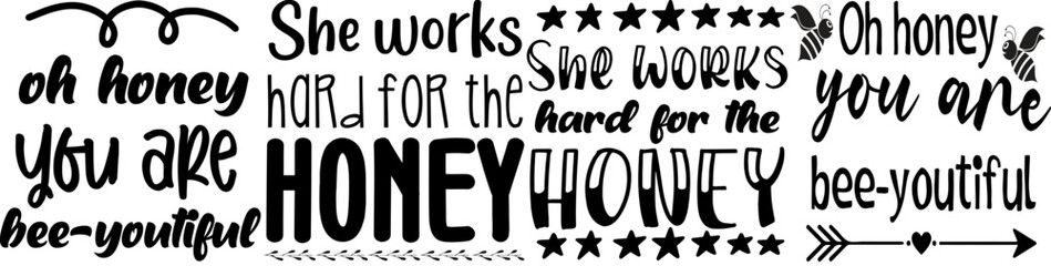 Elegant Bee Typography, Labels And Badges Collection Vector Illustration for Greeting Card, Magazine, Announcement