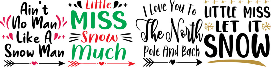 Colourful Winter Calligraphy, Quotes Collection Vector Illustration for Brochure, Wrapping Paper, Sticker