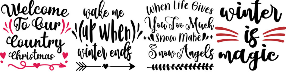 Classic Winter Calligraphic Lettering, Calligraphy Collection Vector Illustration for Printing Press, Decal, Logo