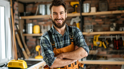 Obraz premium Smiling, handsome handyman