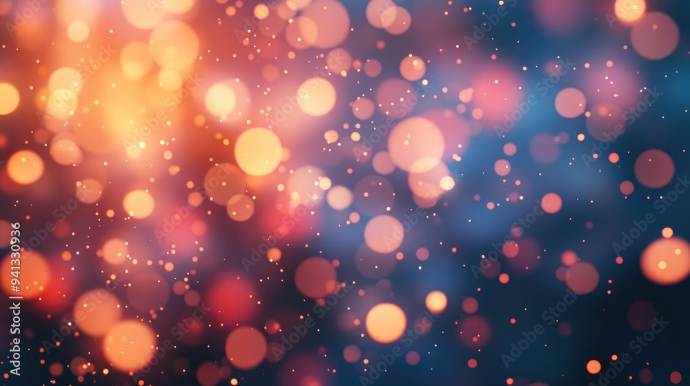 Poster Abstract light bokeh background featuring a 3D cartoon rendering of defocused light dots
