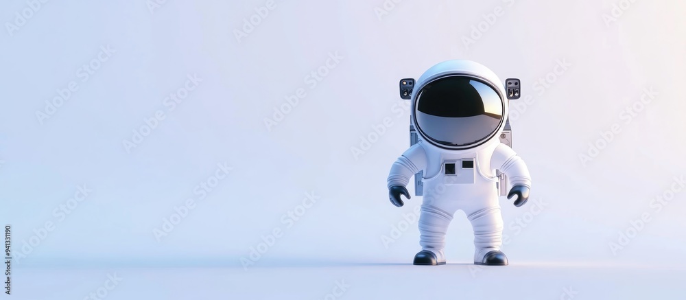 Aufkleber Astronaut cartoon standing up in 3D cartoon rendering 3D illustration