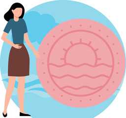 The girl is looking out the window of the boat.