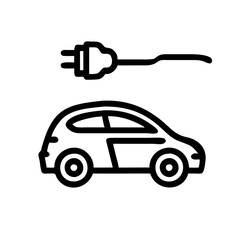 Electric car icon. Ecology symbol. Linear style.