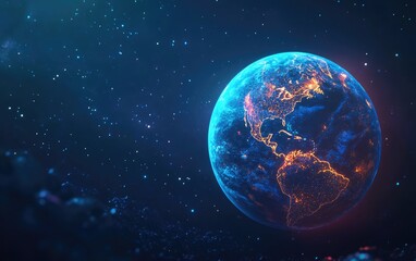 Obraz premium Earth with a galaxy background in a 3D cartoon rendering