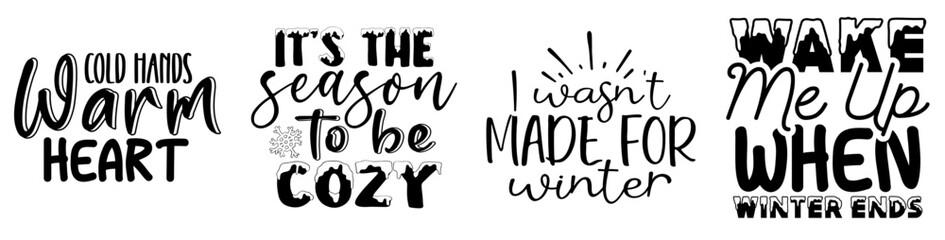 Minimal Winter Typography, Typographic Emblems Bundle Vector Illustration for Flyer, Newsletter, Banner