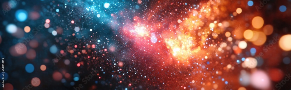 Aufkleber An abstract scene depicting a colorful explosion in the universe created with 3D cartoon rendering 3D Illustration