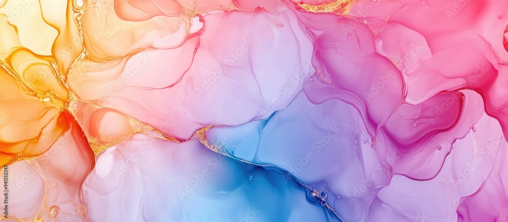 Aufkleber art abstract paint blots background featuring a 3d cartoon rendering marble texture with alcohol ink