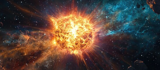 3D cartoon artwork depicting a supernova explosion