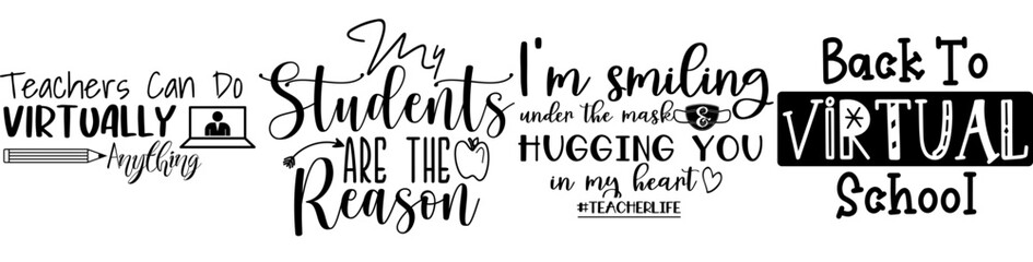 Cute Teacher Quotes, Phrases Set Vector Illustration for Presentation, Poster, Decal