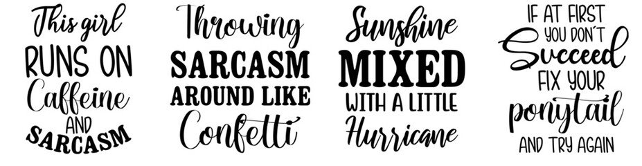 Colourful Sarcastic Calligraphic Lettering, Calligraphy Collection Vector Illustration for Mug Design, Social Media Post, Brochure