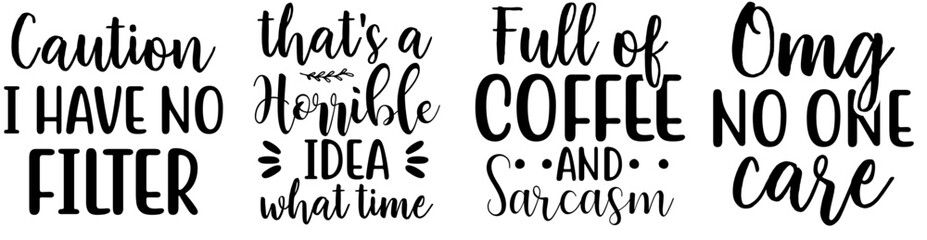 Vibrant Sarcastic Quotes, Hand Lettering Bundle Vector Illustration for Infographic, Postcard, Newsletter