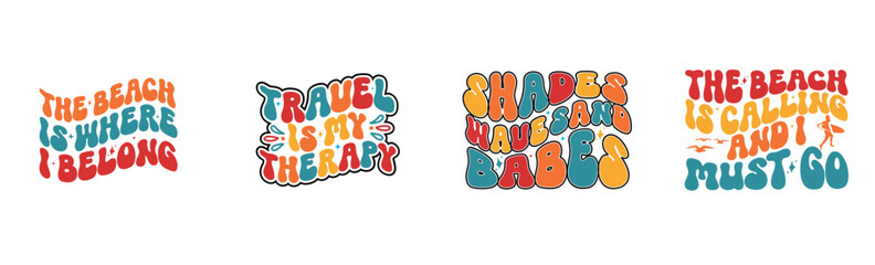 Decorative Retro Sunset Kayak Invitation, Inscriptions Set Vector Illustration for Banner, Book Cover, Printable