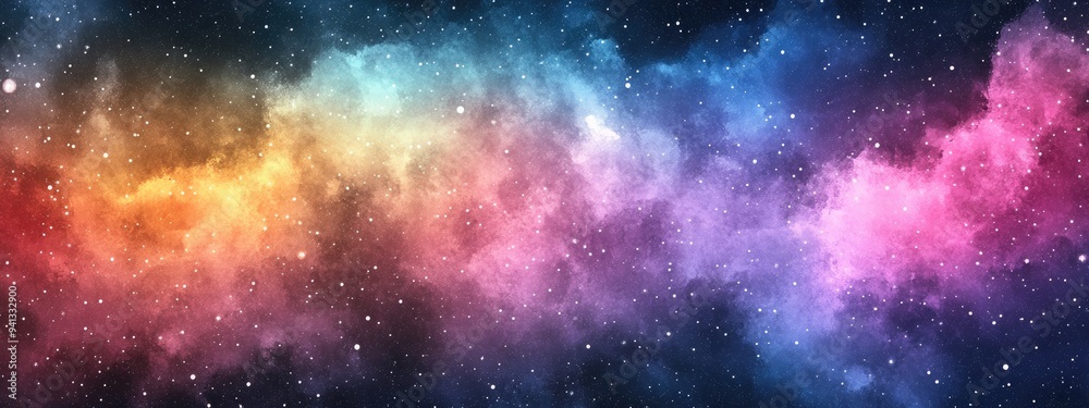 Poster watercolor texture background of space featuring a 3d cartoon rendering