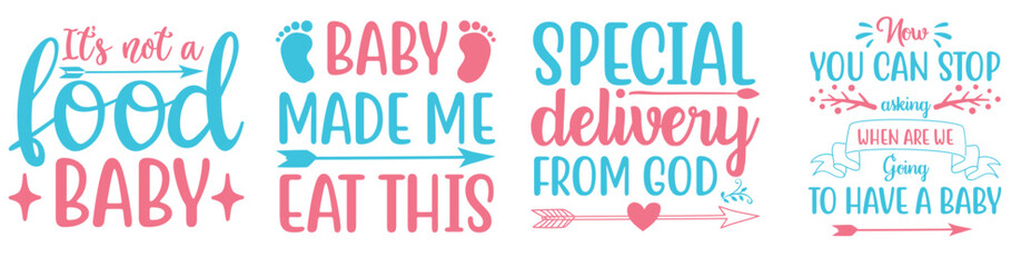 Decorative Pregnant Inscriptions, Invitation Bundle Vector Illustration for Book Cover, Motion Graphics, Flyer