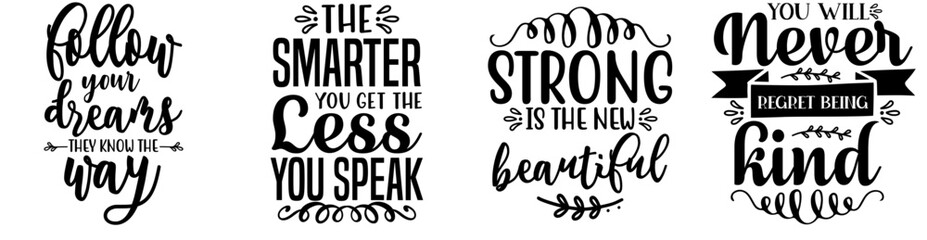 Minimal Inspirational Hand Lettering, Calligraphy Set Vector Illustration for Social Media Post, Mug Design, Greeting Card