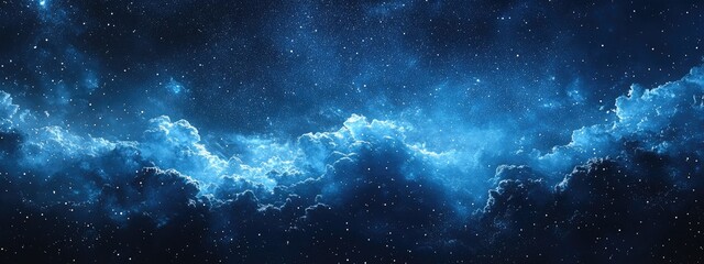 Fototapeta premium Sky starry universe background featuring 3D cartoon rendering of a dark blue galaxy space with clouds nebula and stars on a winter night showcasing a stardust field in the deep universe including