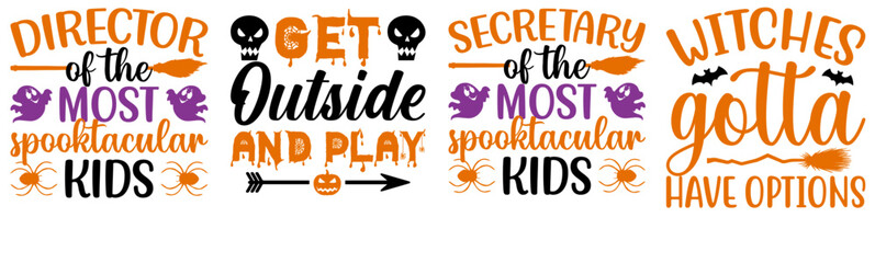 Simple Halloween Quotes, Typographic Emblems Collection Vector Illustration for Presentation, Motion Graphics, Mug Design