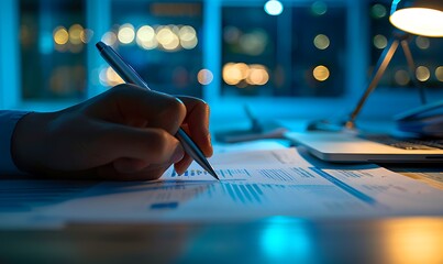 Closeup of Business Proposal Document Being Reviewed with Professional Layout and Modern Design