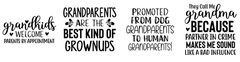 Minimal Grandparents Invitation, Calligraphy Pack Vector Illustration for Greeting Card, Banner, Poster