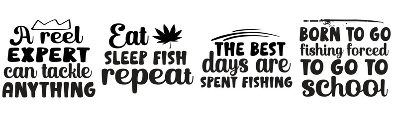 Modern Fishing Typographic Emblems, Labels And Badges Collection Vector Illustration for Magazine, Label, Advertising