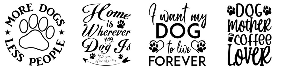 Classic Dog Beer Inscriptions, Calligraphic Lettering Set Vector Illustration for Stationery, Infographic, Mug Design