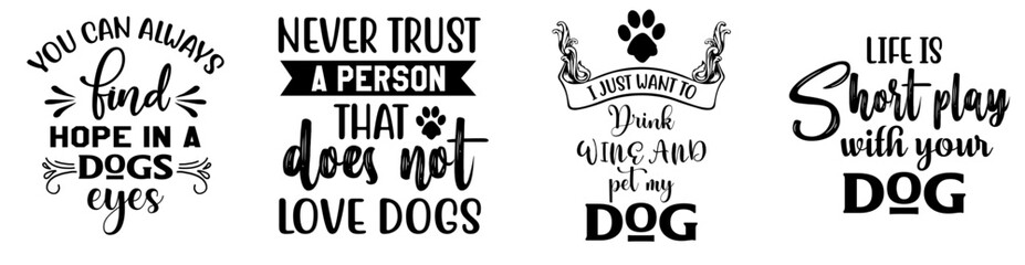 Colourful Dog Inscriptions, Quotes Pack Vector Illustration for Book Cover, Motion Graphics, Bookmark