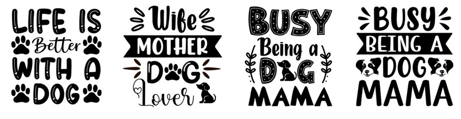 Decorative Dog Invitation, Inscriptions Pack Vector Illustration for Gift Card, Brochure, Newsletter