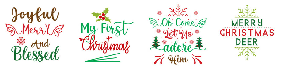 Vibrant Christmas Trendy Retro Style Illustration, Inscriptions Collection Vector Illustration for Logo, Infographic, Decal