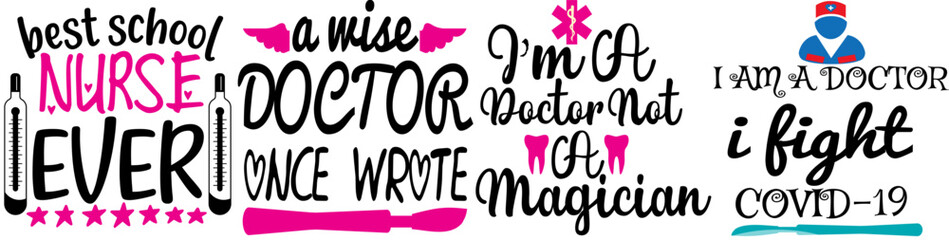 Decorative Nursing Labels And Badges, Quotes Set Vector Illustration for Decal, Vouchers, Printable