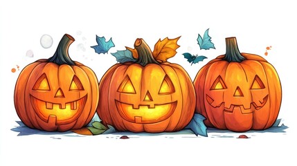 Fototapeta premium Halloween, head load cartoon style, bright colors, isolated on white background