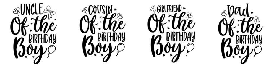 Vibrant Birthday Family Labels And Badges, Trendy Retro Style Illustration Set Vector Illustration for Advertising, Brochure, Book Cover