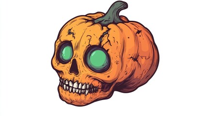 Halloween, head load cartoon style, bright colors, isolated on white background