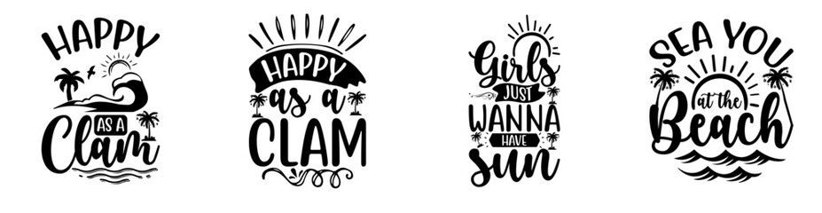 Elegant Beach Typography, Labels And Badges Pack Vector Illustration for Announcement, Advertising, Decal