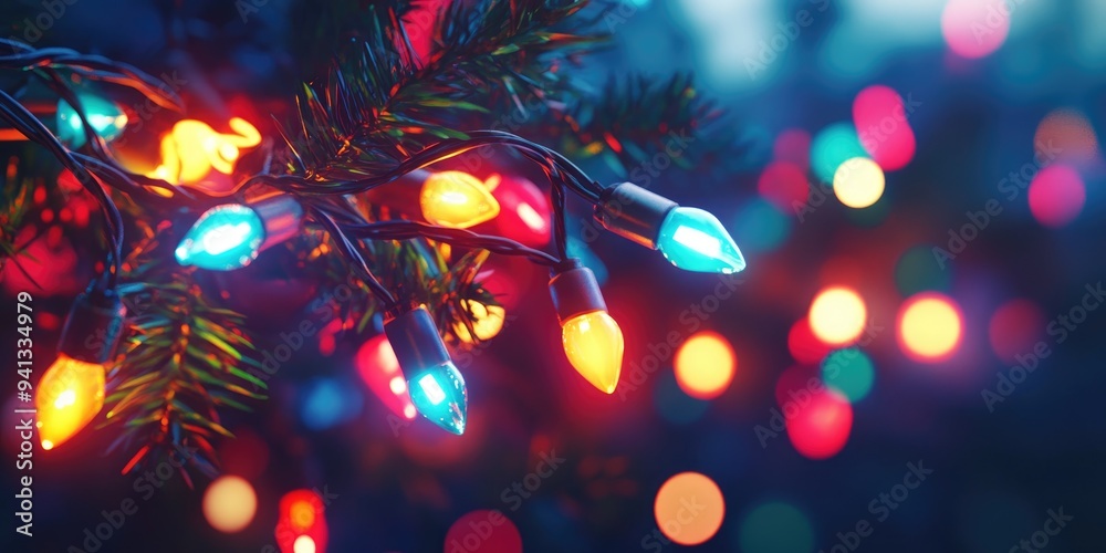 Poster abstract holiday lights in 3d cartoon rendering