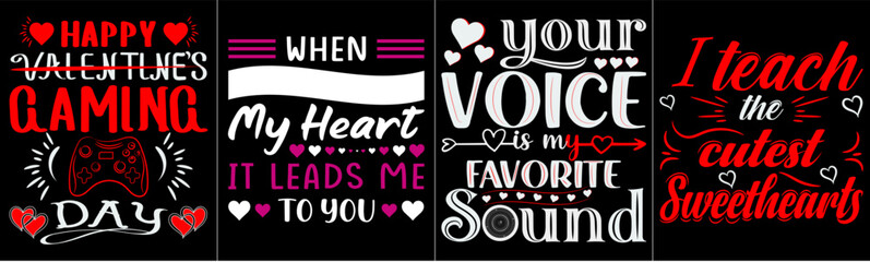 Modern Valentines Day Typographic Emblems, Invitation Bundle Vector Illustration for Infographic, Printing Press, Brochure