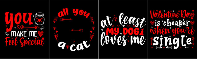 Cute Valentine Typographic Emblems, Calligraphy Collection Vector Illustration for Flyer, Vouchers, Bookmark