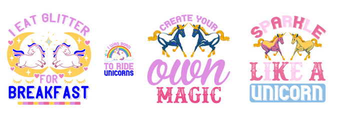 Simple Unicorn Invitation, Calligraphic Lettering Collection Vector Illustration for Advertising, Magazine, Gift Card