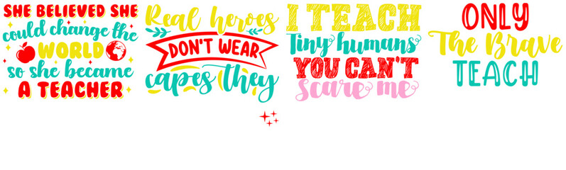 Minimal Teacher Hand Lettering, Labels And Badges Bundle Vector Illustration for Stationery, Label, Advertising