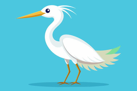 recommend clip art: Cute bird egret vector image illustration
