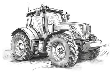 Obraz premium A classic black and white drawing of an old tractor suitable for use in agricultural or vintage-themed projects