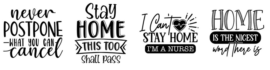 Minimal Quarantine Quotes, Labels And Badges Pack Vector Illustration for Advertising, Magazine, Packaging