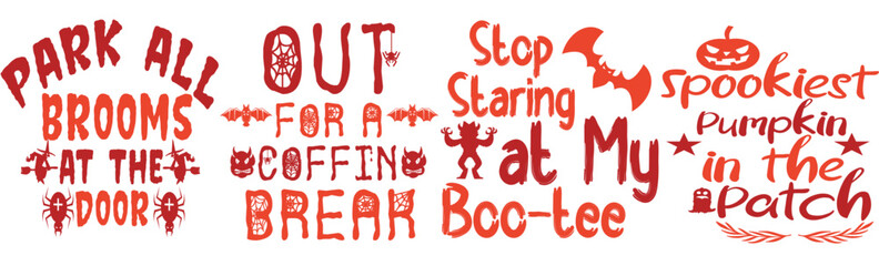 Minimalist Halloween Calligraphy, Calligraphic Lettering Set Vector Illustration for Motion Graphics, Mug Design, Stationery