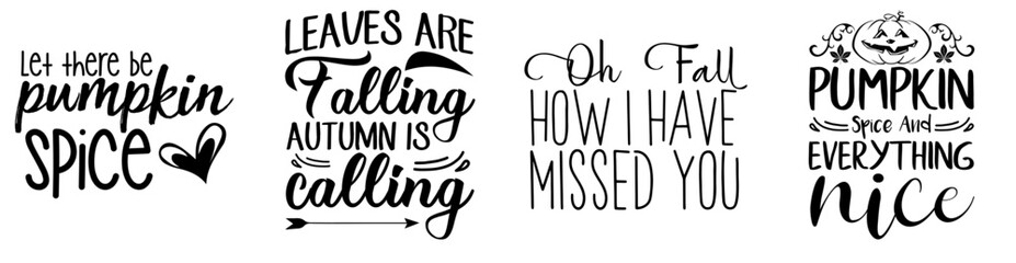 Minimalist Fall Typography, Inscriptions Bundle Vector Illustration for Infographic, Advertisement, Greeting Card