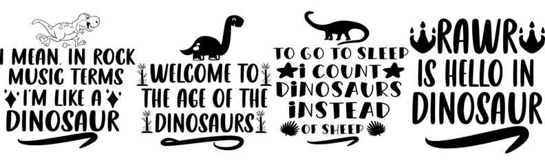 Cute Dinosaur Quotes, Invitation Collection Vector Illustration for Label, Social Media Post, Motion Graphics © David
