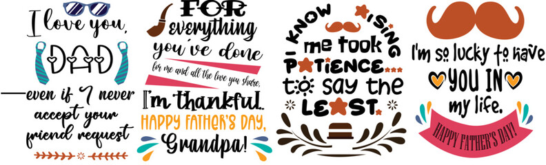 Creative Dad Typography, Typographic Emblems Bundle Vector Illustration for Presentation, Mug Design, Label